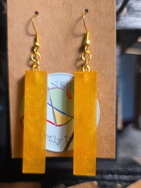 Yellow Shimmer Rectangular Drop Earrings